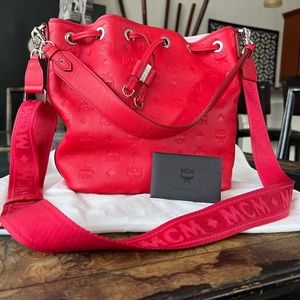 MCM new red leather crossbody